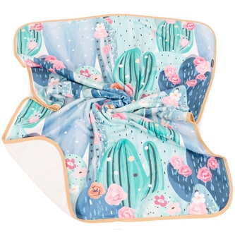 Oboustranná fleecová deka/dečka Kaktusy, 80x100cm, ecru/zelená; ecru, zelená; polyester