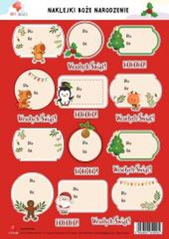 Naklejki na prezenty Boże Narodzenie A4