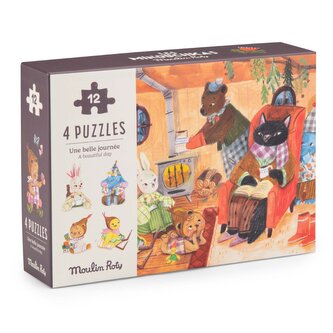 MOULIN ROTY Puzzle Den s Minouchkas - 4 x 12 pcs