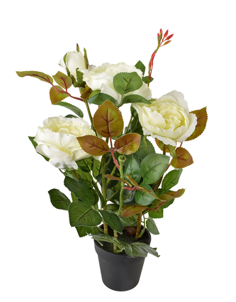 VIRIDIS Sztuczny kwiat róża biała 9,5x9,5x43cm w doniczce