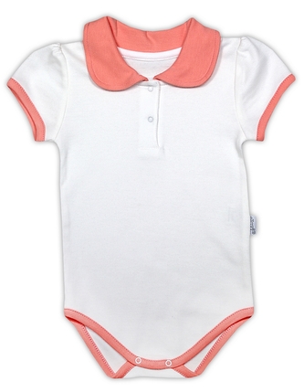 Bavlněné body NICOL ČTYŘLÍSTEK s límečkem - krátký rukáv - bílá, vel. 98; 98 (2-3r)