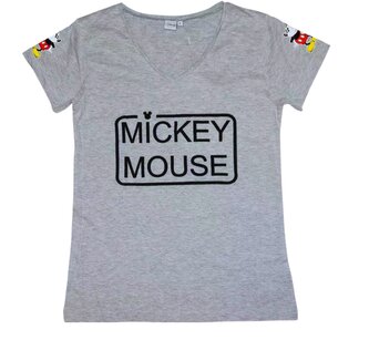 Dámské tričko MICKEY motivy na ramenou krátký rukáv, šedá, velikost: m
