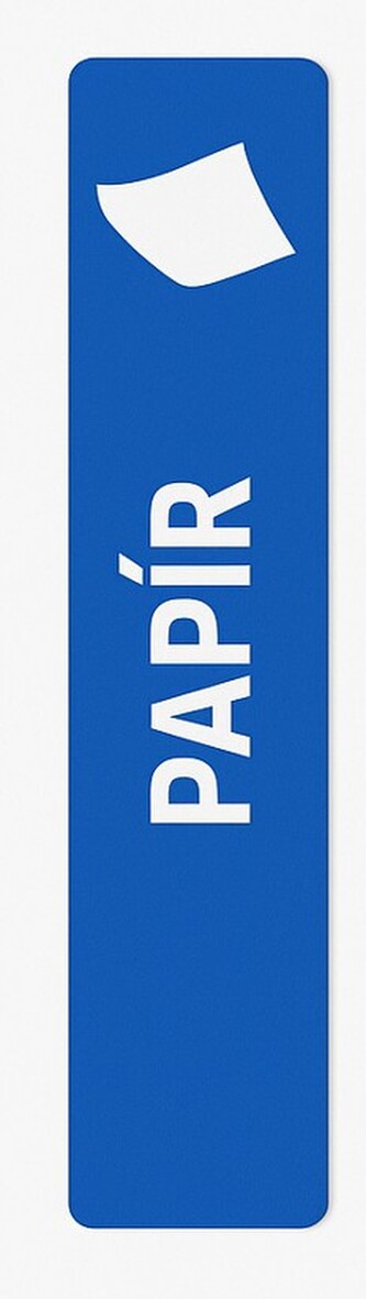 Samolepka pro odpadkový koš na tříděný odpad TITAN - PAPÍR, modrá, 17 x 95 cm