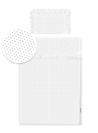 2-dílné bavlněné povlečení s volánky - bílé/tečky modré, 135x100 cm, Baby Nellys; bílá; 100 % bavlna