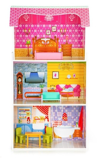 Dřevěný domeček pro panenky ECO TOYS - Slunečná rezidence; dřevo