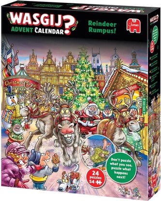JUMBO Puzzle WASGIJ Adventní kalendář: Splašení sobi! 24x54 dílků JUMBO Puzzle WASGIJ Adventní kalendář: Splašení sobi! 24x54 dílků