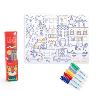 MOULIN ROTY Silikonové prostírání s fixami Les Popipop