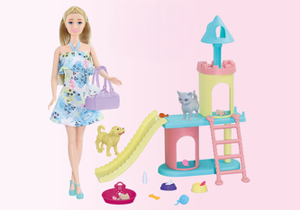 Panenka se zvířátky 30cm