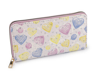 Dámská / dívčí peněženka srdce 10x19 cm - 1 ks - 3 fialová křídová