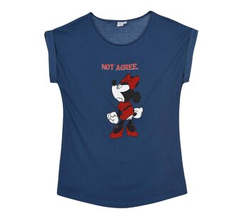 Dámské tričko MINNIE not agree krátký rukáv, modrá, velikost: l