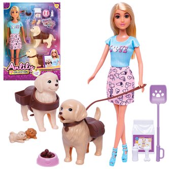 Set panenky a dvou pejsků