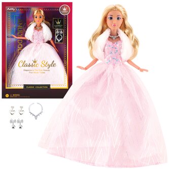 Módní panenka ve společenských šatech - světle růžové