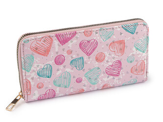 Dámská / dívčí peněženka srdce 10x19 cm - 1 ks - 2 růžová sv.