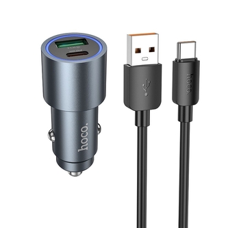 CL adaptér HOCO Z60, 1x USB A, 1x USB C, QC 3.0, PD 48W, kabel USB C na USB C, barva černá