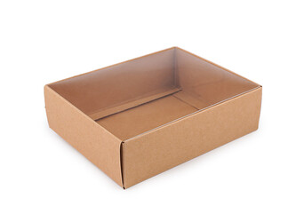 Papírová krabice s průhledným víkem - 10 ks - hnědá přírodní