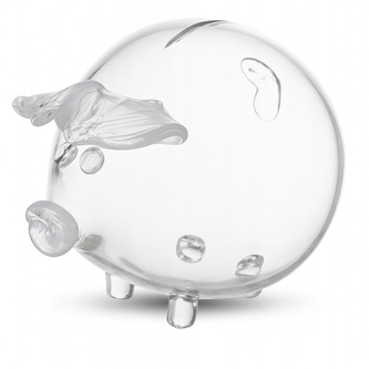 DuraHome Pokladnička prasátko, sklo 18cm