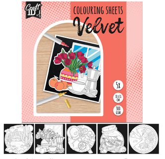 Sametové vybarvovací obrázky, 5ks 18 x18 cm červené