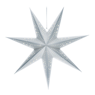 Solight LED vánoční hvězda stříbrná, závěsná, časovač, 60cm, 20x LED, 2x AA