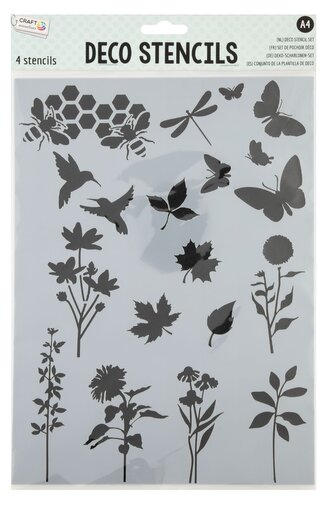 Šablony 4 ks - květiny, zvířata, ornamenty