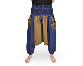 Harémové kalhoty aladin PATHA DUO, modro - hořčicová Harémové kalhoty aladin PATHA DUO, modro - hořčicová