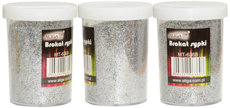 Brokat srebrny sypki 100g MT-6585, Aliga Brokat srebrny sypki 100g MT-6585, Aliga