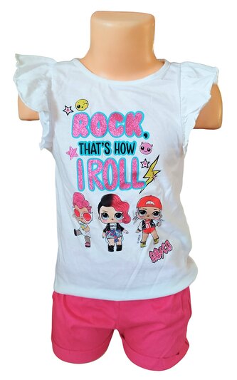 Dívčí pyžamo L.O.L. rukávy s volánky krátké, bílorůžová, velikost: 122