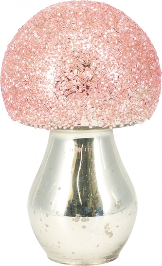 Skleněný dekorativní růžový hřib 12 cm