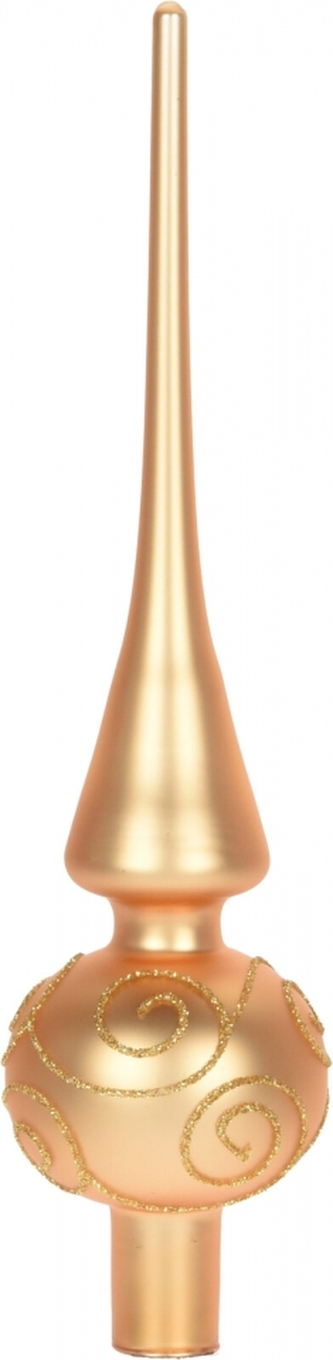 Skleněná špice na stromek 25x6 cm, zlatá matná