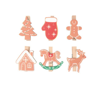 Kolíček vánoční 4cm, 6ks mix