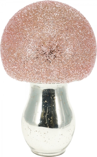 Skleněný dekorativní růžový hřib 16 cm