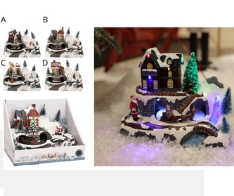 Vánoční LED pohyblivá scenérie B, 24 cm - Santa, vláček, dům Vánoční LED pohyblivá scenérie B, 24 cm - Santa, vláček, dům