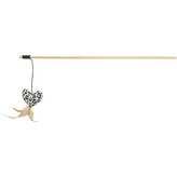 Hrací prut se srdíčkem, peříčko, catnip, 50 cm, plyš/dřevo