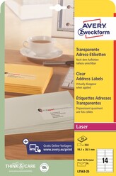 Avery Zweckform L7563-25 Transparentní PET etikety 99,1x38,1 mm, mléčné