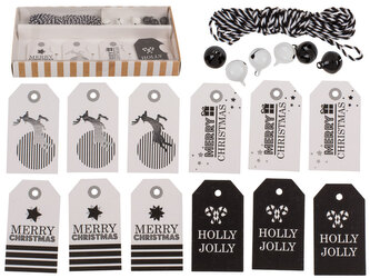 Zestaw tagów świątecznych nr3 6 dzwonków i sznurek w pudełku ,srebrne Zestaw tagów świątecznych nr3 6 dzwonków i sznurek w pudełku ,srebrne