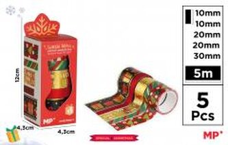 Taśmy dekoracyjne świąteczne washi 5szt