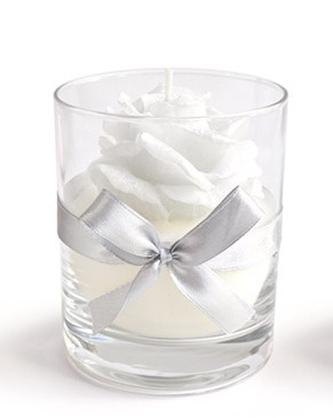 Świeca RÓŻA walec mały 8x9,5cm w szklebiała woskowa