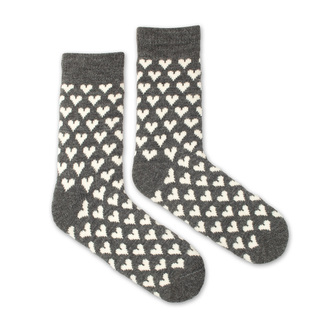 Vlněné ponožky Vlnáč Srdce šedé Šedé S (35-38)