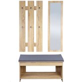 Nástěnný věšák se zrcadlem a lavicí, dekor dub KESPER 15979