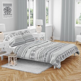 Vánoční bavlněné povlečení Šedá zima 140x200, 70x90 cm