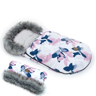 Zimní fusak Lux s kožešinkou + rukávník, 50 x 100cm - šedá, granát; granát, šedá; polyester; 100 cm