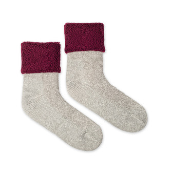 Vlněné ponožky Vlnáč Termo šedé, bordový lem Šedé S (35-38)