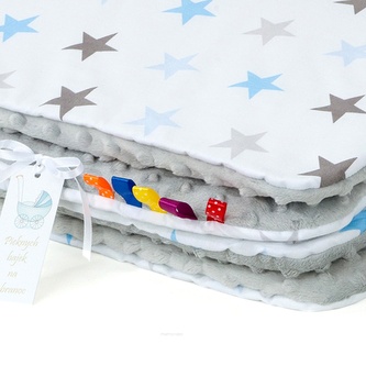 Oboustranná deka Bavlna, Minky - 75 x 100 cm, Hvězdy, šedá/bílá; bílá, šedá; polyester, bavlna