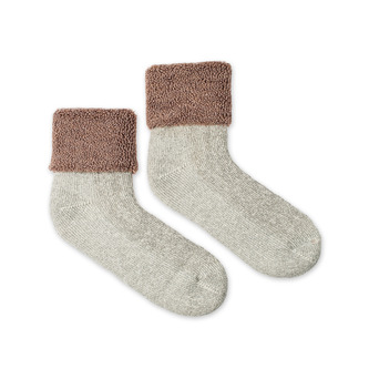 Vlněné ponožky Vlnáč Termo šedé, hnědý lem Hnědé M (39-42)