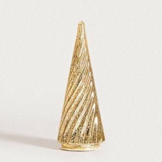 LED lampička | TATUM | skleněný vánoční stromek zlatý | 10x25 cm | 757822