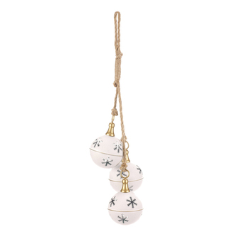 Rolnička L - kovová, závěsná, 3 ks na provázku, barva bílá