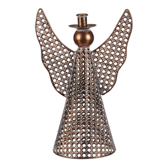 Anděl kovový - 35 cm, na kónickou svíčku, měděný