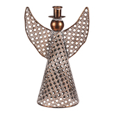 Anděl kovový - 28 cm, na kónickou svíčku, měděný