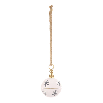 Rolnička L - kovová, závěsná, 1 ks na provázku, barva bílá