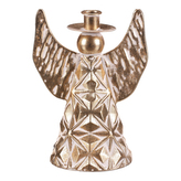 Anděl kovový - 22 cm, na kónickou svíčku, zlatý