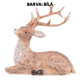 Jelen - polyresinová figurka, sedící, vel. M, bílý